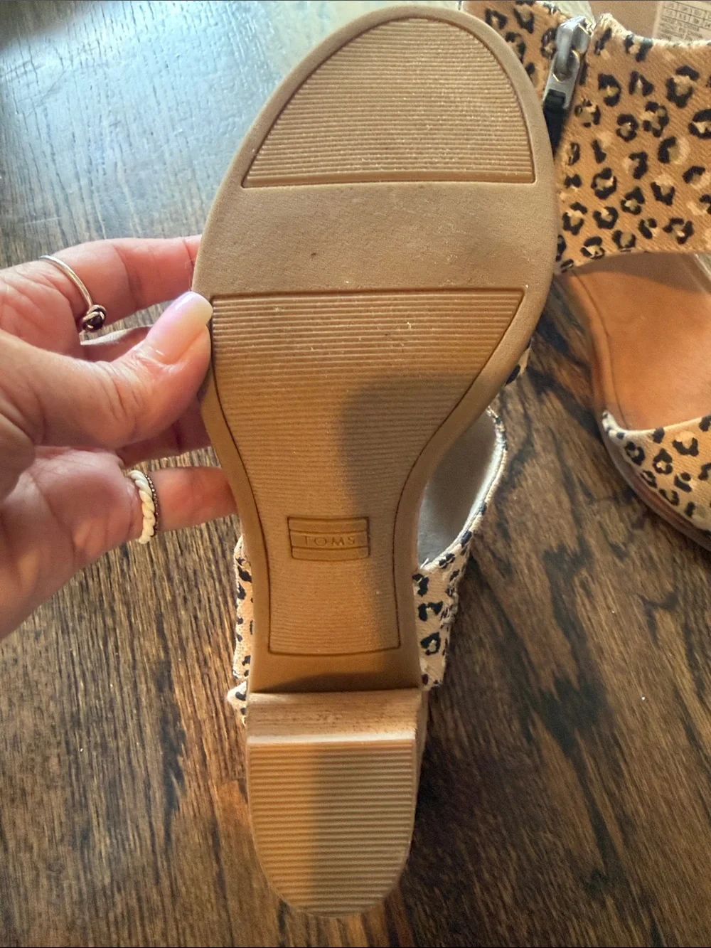Toms Leopard Print Wedge Sandals - Tan/Black